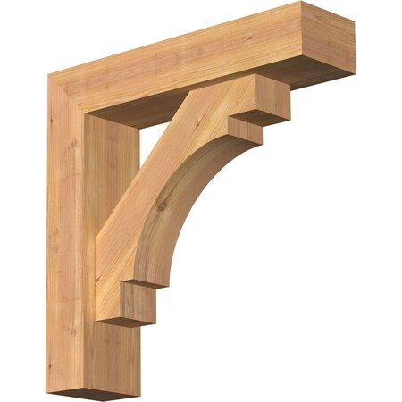 Ekena Millwork Merced Block Smooth Bracket w/ Offset Brace, Western Red Cedar, 5 1/2"W x 22"D x 22"H BKT0604X22X22MRC05SWR